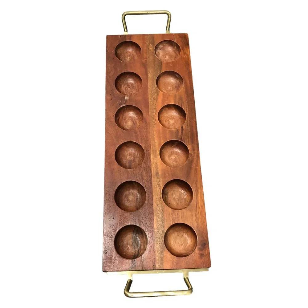 Hearth & Hand with Magnolia Wood Dozen Egg Tray Gold Metal Handles Easter Spring - Picture 4 of 10